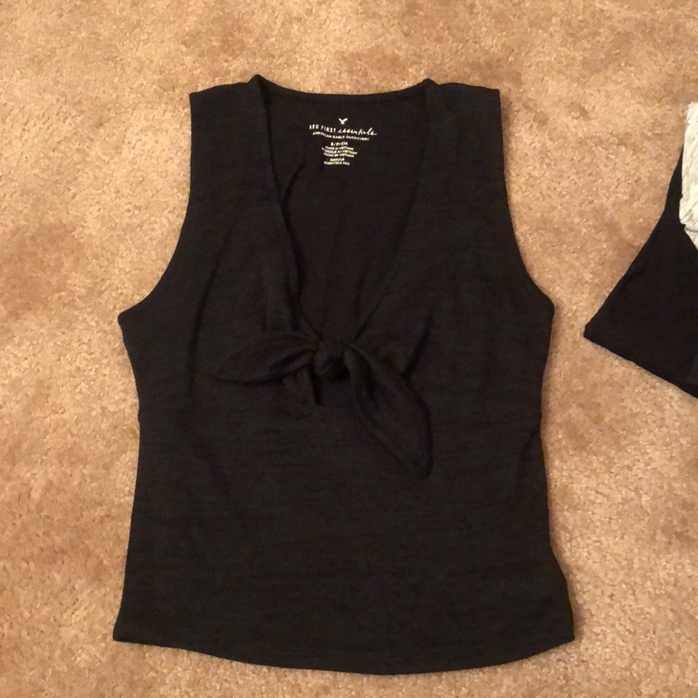 black tie front crop top